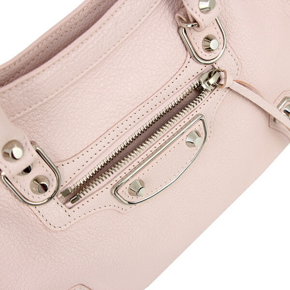 Balenciaga Classic Metallic City Shoulder Bag Rose Pink Goatskin Handbag Leather - Picture 7 of 9